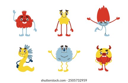 Set of different monsters. Funny Halloween characters.