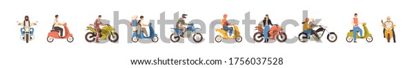Set Different Motorcycle Scooter Riders Vector Stock Vector (Royalty ...