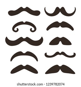 Set of different moustaches. Vector illustration.