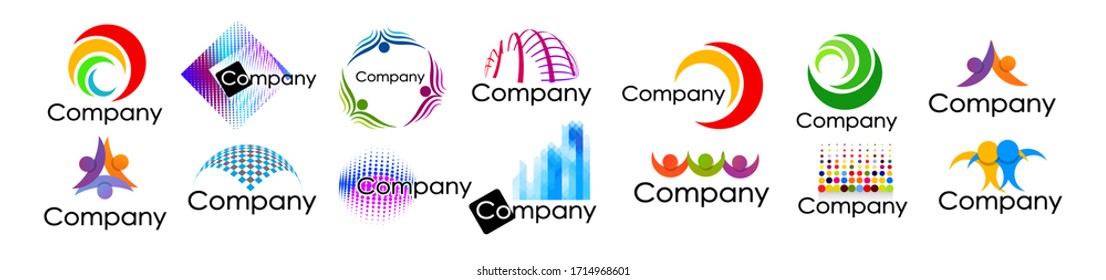 A set of different multicolored logos. Vector illustration