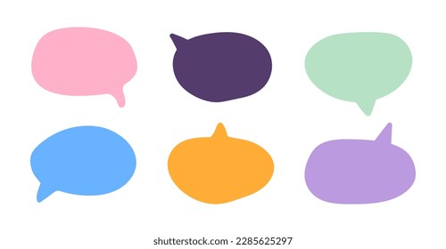 Set of different and multicolored speech bubble. Bubbles collection on white background. Vector illustration