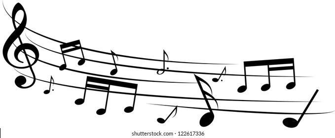 Set of different music notes on white background