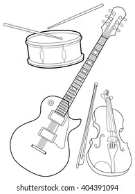 set of different musical instrument