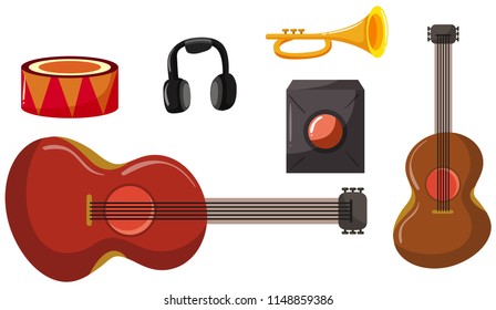 Set of different musical instruments illustration