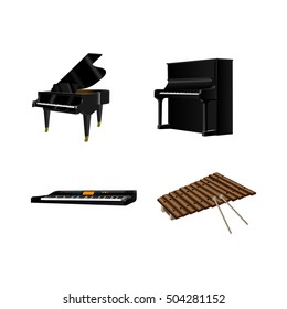 Set of different musical instruments, Vector illustration