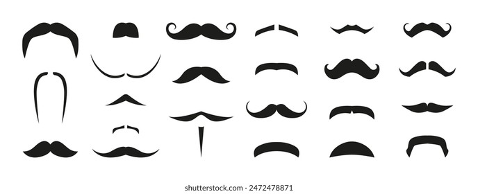 Conjunto de bigote diferente. Vector Clipart para máscaras.