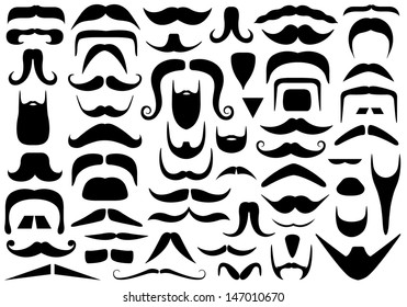 Set of different mustaches