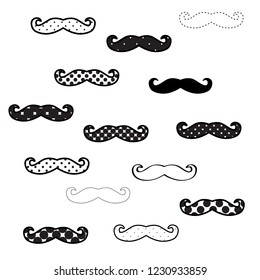 Set of different mustaches. vector icons