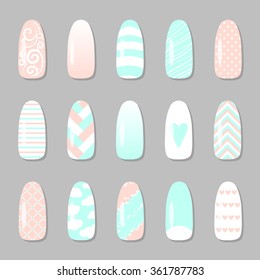 Set of different nail pictures. Vector illustration
