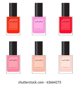 set of different nail polish - red, pink