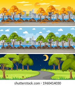 Conjunto de imágenes de escenas horizontales de diferente naturaleza