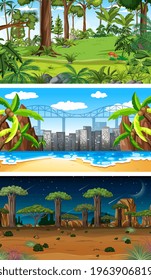 Conjunto de imágenes de escenas horizontales de diferente naturaleza