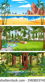 Conjunto de imágenes de escenas horizontales de diferente naturaleza