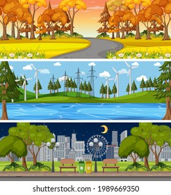 Conjunto de imágenes de escenas horizontales de diferente naturaleza
