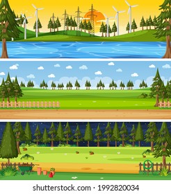 Set von verschiedenen Natur horizontalen Szenen Illustration