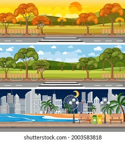 Conjunto de imágenes de escenas horizontales de diferente naturaleza