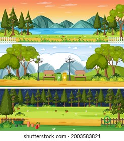 Set von verschiedenen Natur horizontalen Szenen Illustration