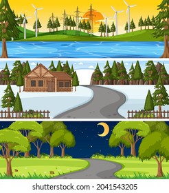 Conjunto de imágenes de escenas horizontales de diferente naturaleza