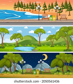 Conjunto de imágenes de escenas horizontales de diferente naturaleza