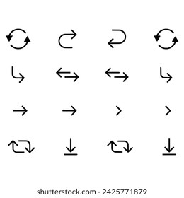 Conjunto de flechas negras de nuevo estilo diferentes. Flecha direccional estilo plano aislado sobre fondo blanco. Cursor. Ilustración vectorial.