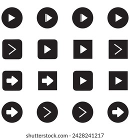 Conjunto de flechas negras de nuevo estilo diferentes. Flecha direccional estilo plano aislado sobre fondo blanco. Cursor. Ilustración vectorial. Conjunto de flechas vectoriales. Flechas vector negro sobre fondo blanco. Flecha.