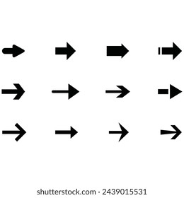 Set of different new style black arrows. Directional Sing flat style isolated on white background. Cursor Vector illustration. Arrow Black symbol vector on white background.