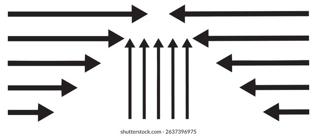 Set of different new style black arrows. Directional arrow flat style isolated on white background. Cursor. Vector illustration. Set of vector arrows. Arrows Black vector on white background. 