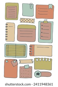 set of different notebooks, notepads, tablets, planners. For the record. Stationery. Back to school. Vector illustration.
