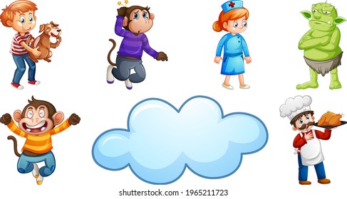 Set of different nursery rhyme character isolated on white background illustration