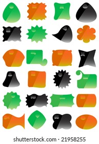 set of different object in green, black, orange gradient