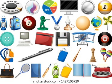 Set of different object illustration