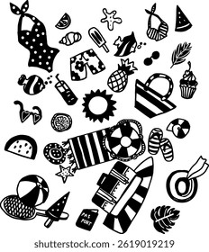 set of different objects for vacation beach