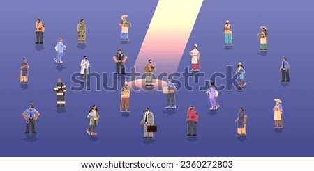set different occupation people diverse workers of various professions and specialists standing together happy labor day celebration