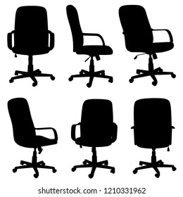 Set Of Different Office Chairs Isolated On White