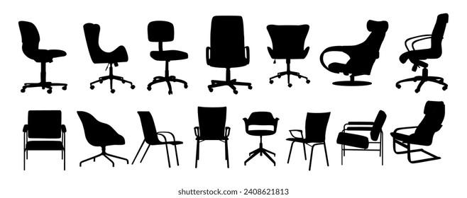 Set of different office chairs vector isolated.