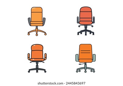 Set of different office chairs vector illustration, Office chair or desk chair in various points of view illustration
