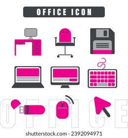 Set of different office icons Vector illustration