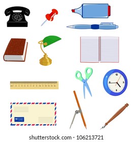 Set of different office objects