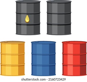 Conjunto de diferentes ilustraciones de barriles de petróleo