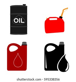 Set of different oil containers on a white background, Vector illustration