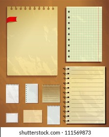 Set of different old styled writing papers