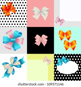 Set with different options of bows and backgrounds with bows and space for the text (eps10)