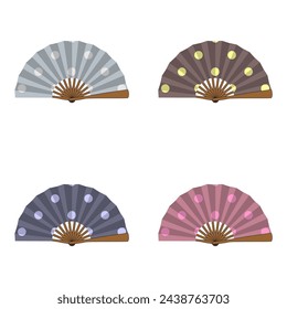 set with different ornament fans on white background decorative collection art design objects clipart	
