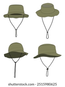 Set of different outdoor bucket hats