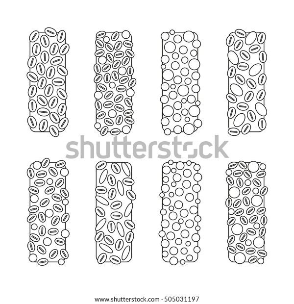 Set Different Outline Granola Bars Isolated Stock Vector (Royalty Free