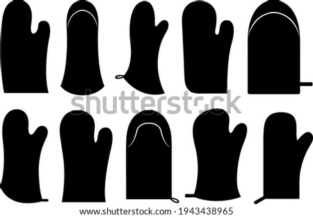 Set of different oven mitts isolated on white