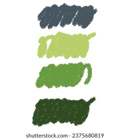 Set of different paint brush strokes in trend colors with grunge texture. Artistic design elements isolated on white background. vector illustration