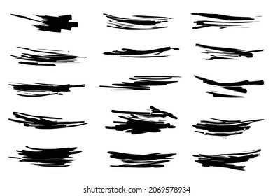 Set of different paint brushes for your design. Super large collection of black paint paint brush strokes for drawing.