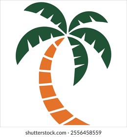 Set of different palm trees in cartoon style. Cartoon palm trees. ingenious vector. Tropical palm trees isolated on white background.