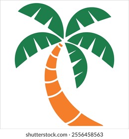 Set of different palm trees in cartoon style. Cartoon palm trees. ingenious vector. Tropical palm trees isolated on white background.